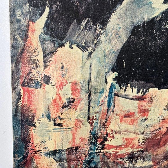 "SAD FACE CLOWN" Print on Canvas 28 x 22 Inches, MCM Mid-Century - Picture 3 of 12